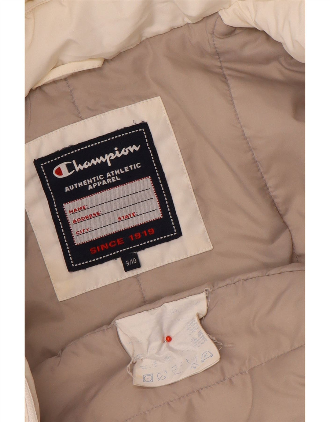 Champion Wattierter Mantel mit Kapuze für Mädchen, 9–10 Jahre, weißes Polyester