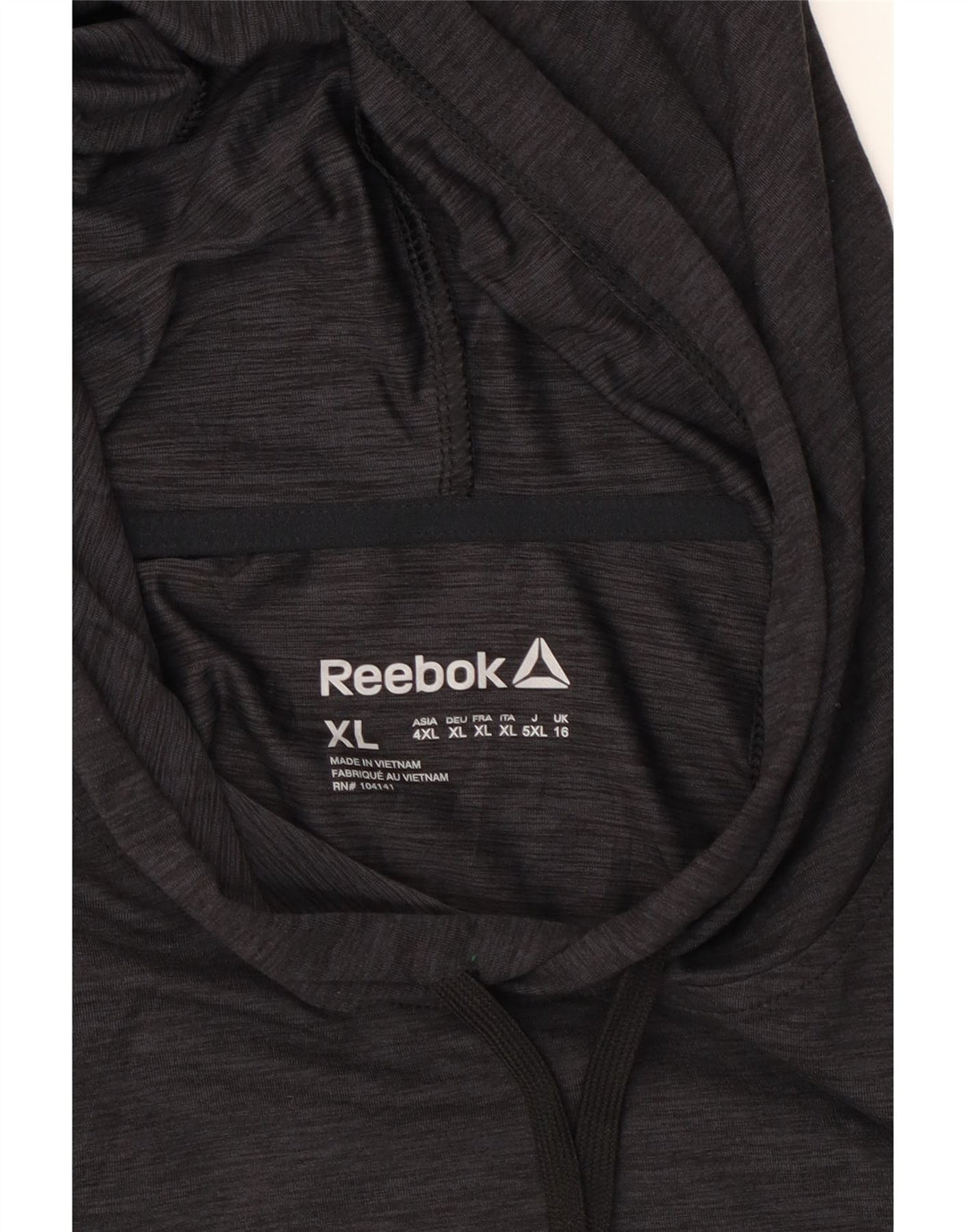 REEBOK Womens Oversized Hoodie Jumper UK 16 Large  Grey Flecked Polyester Vintage Reebok and Second-Hand Reebok from Messina Hembry 
