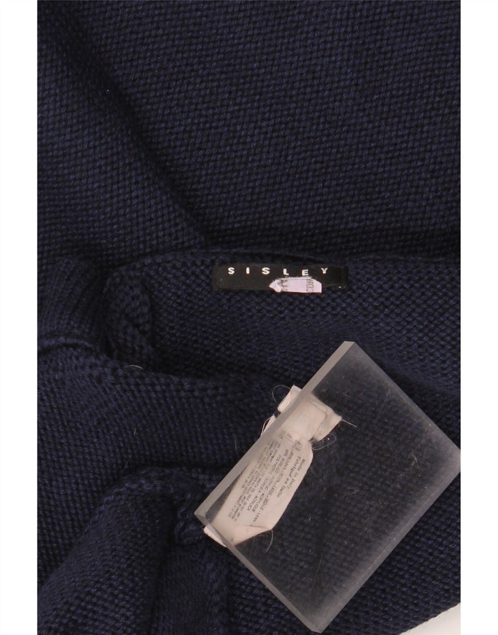 SISLEY Herren-Pullover mit V-Ausschnitt, groß, marineblaue Wolle