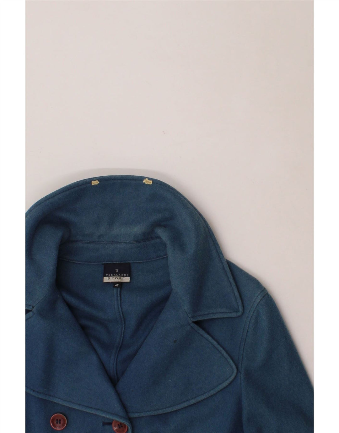 TRUSSARDI Womens Double Breasted Coat IT 42 Medium Blue Vintage Trussardi and Second-Hand Trussardi from Messina Hembry 