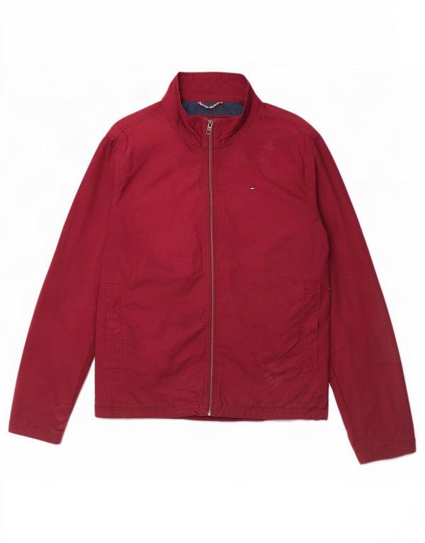 Tommy Hilfiger Herren Bomberjacke UK 38 Medium Burgund Baumwolle