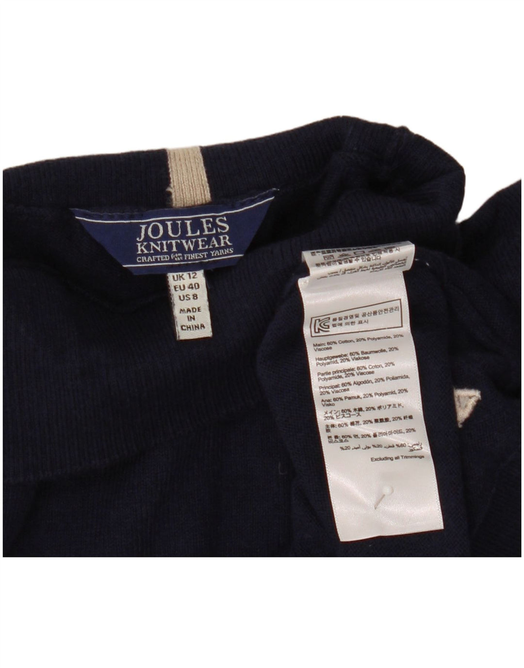 Joules Damen-Pullover mit Rollkragen, UK 12, mittelmarineblau, Baumwolle