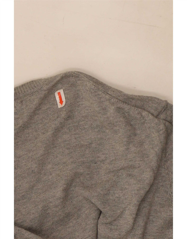 Zara Herren-Pullover mit Rundhalsausschnitt, mittelgraue Seide
