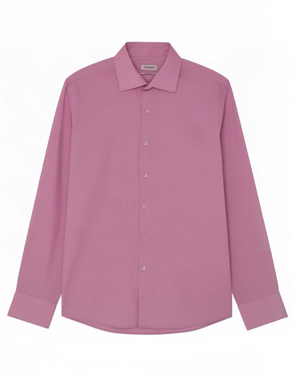 Calvin Klein Mens Slim Fit Shirt Size 41 Large Pink Cotton