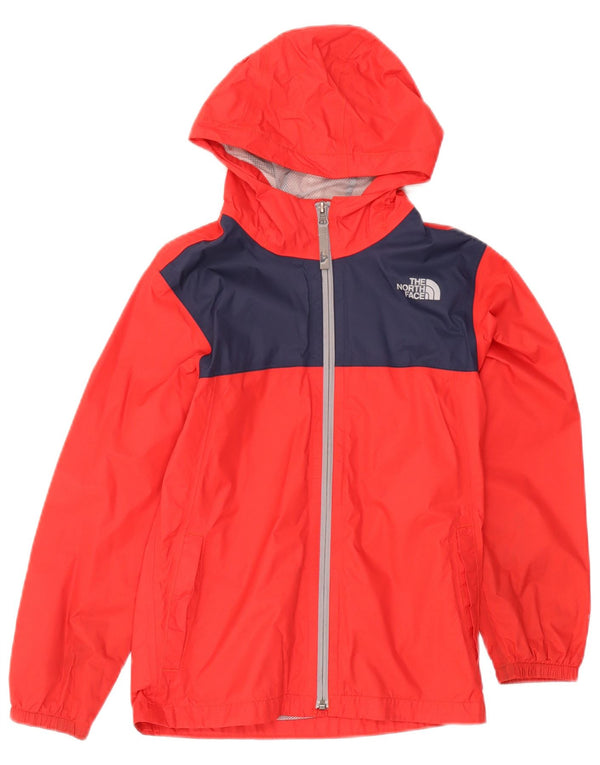 The North Face Mädchen-Regenjacke mit Kapuze, 9–10 Jahre, Mittelrot, Farbblock