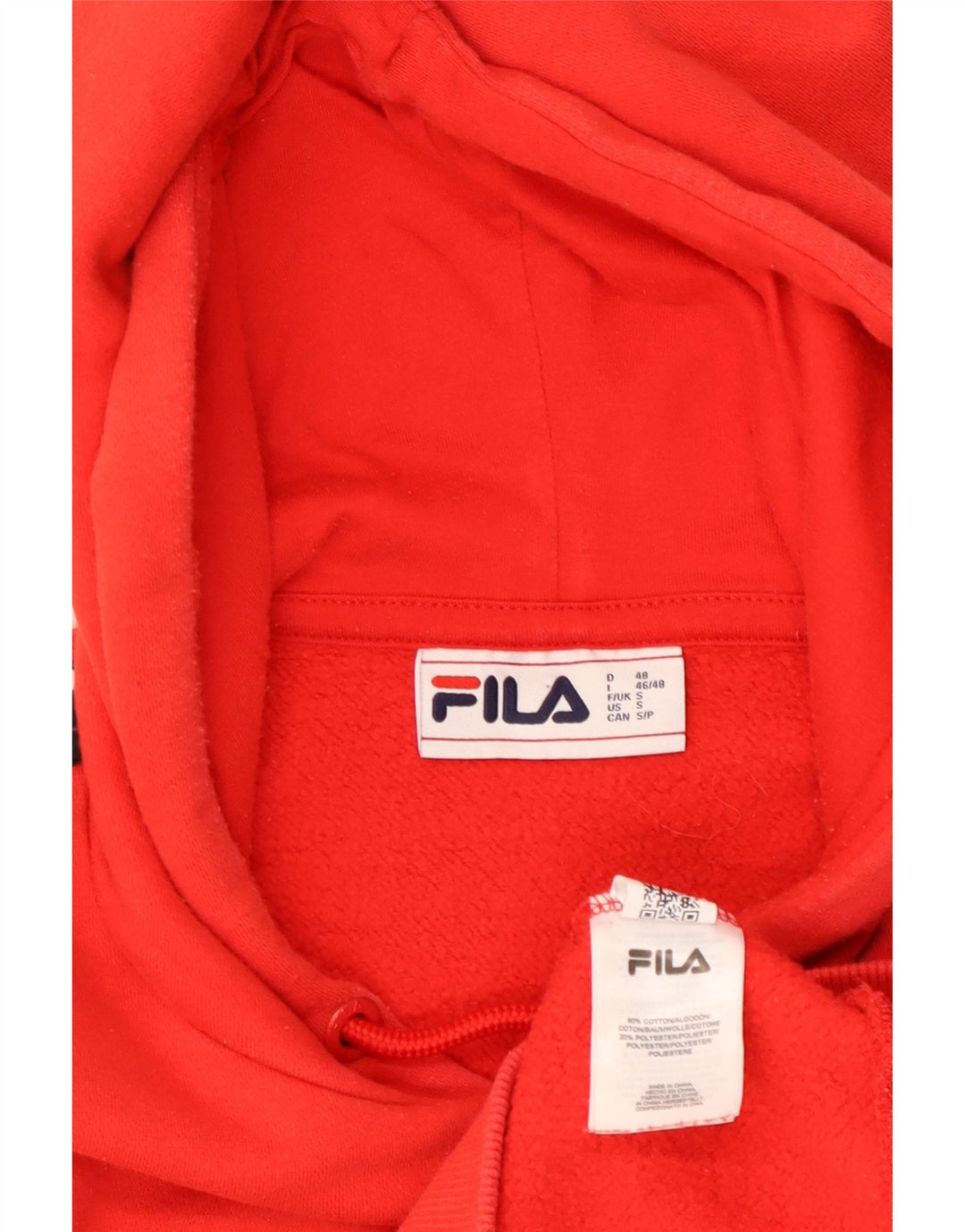 FILA Herren-Kapuzenpullover mit Grafik, klein, rot, Colourblock-Baumwolle