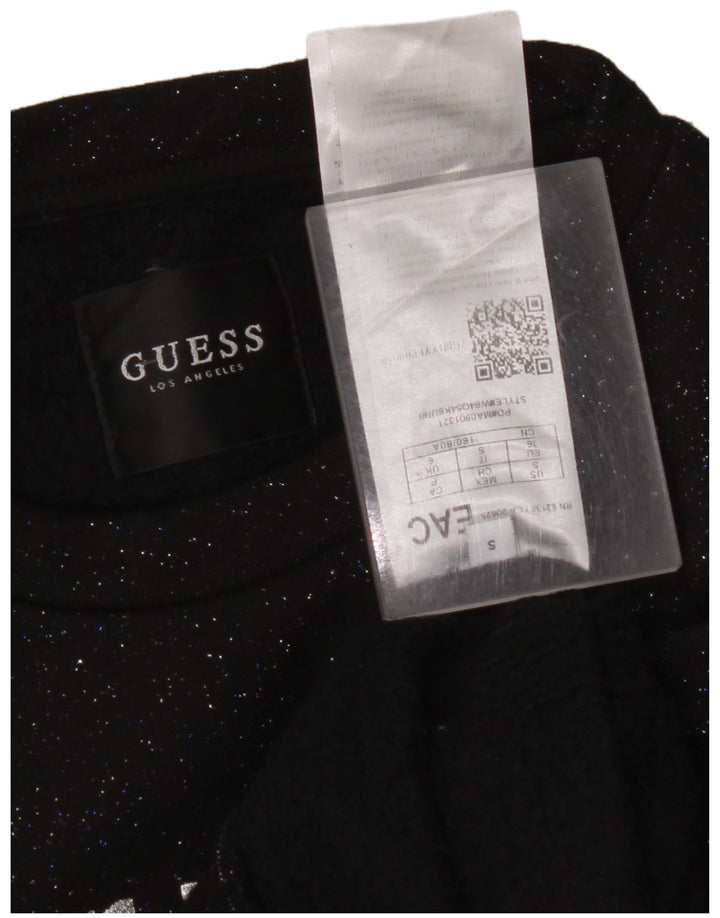 GUESS Damen-Sweatshirt, übergroß, kurz geschnitten, Gr. 10, Größe S, Schwarz gefleckt