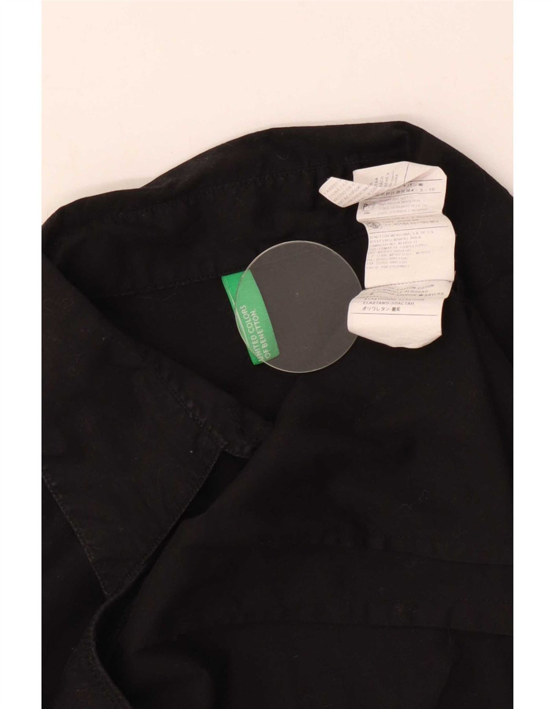 Benetton Damen-Hemd-Body, UK-Größe 44, Größe L, Schwarz, Baumwolle
