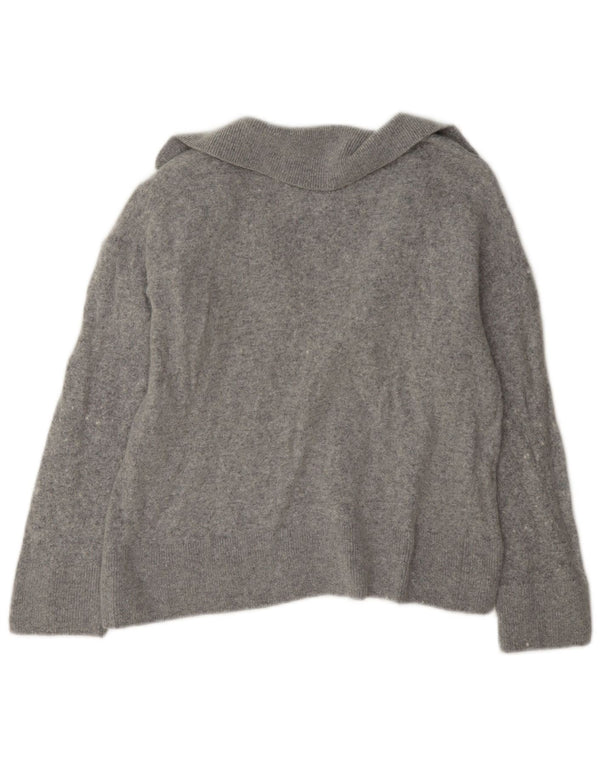 Massimo Dutti Damen Crop Polo Neck Pullover Pullover UK 10 Small Graue Viskose