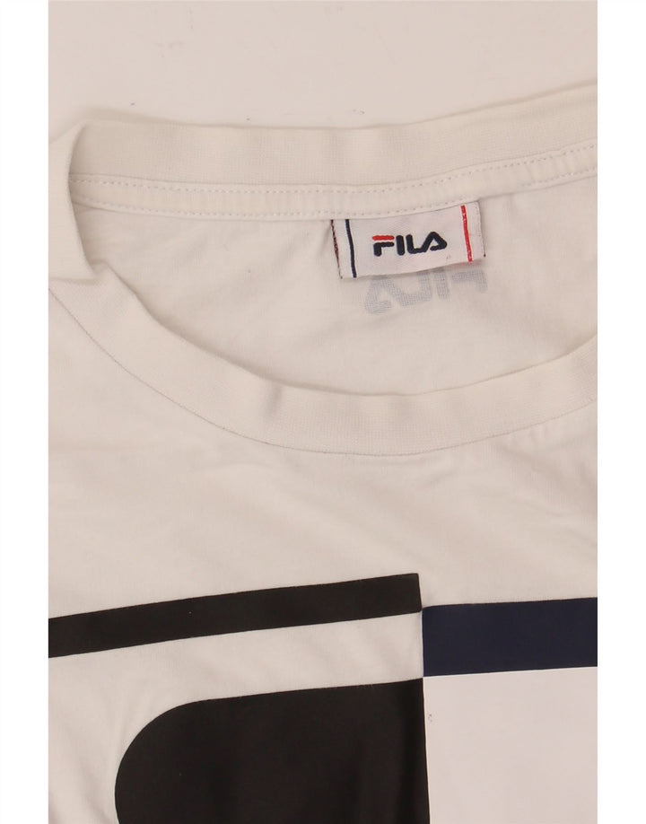 FILA Mens Graphic T-Shirt Top Medium White Cotton Vintage Fila and Second-Hand Fila from Messina Hembry 