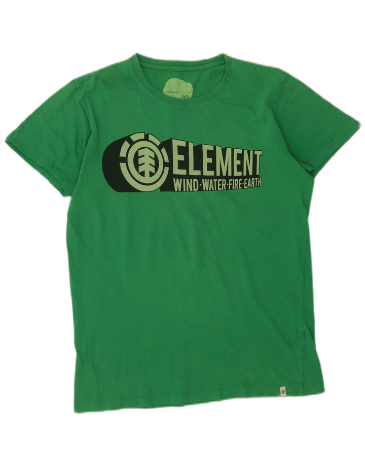 Element Herren Grafik-T-Shirt-Oberteil aus mittelgrüner Baumwolle