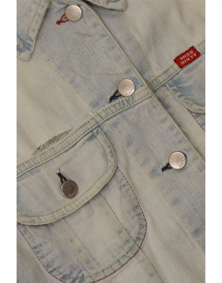 Miss Sixty Damen Crop Denim Jacke UK 14 Große blaue Baumwolle