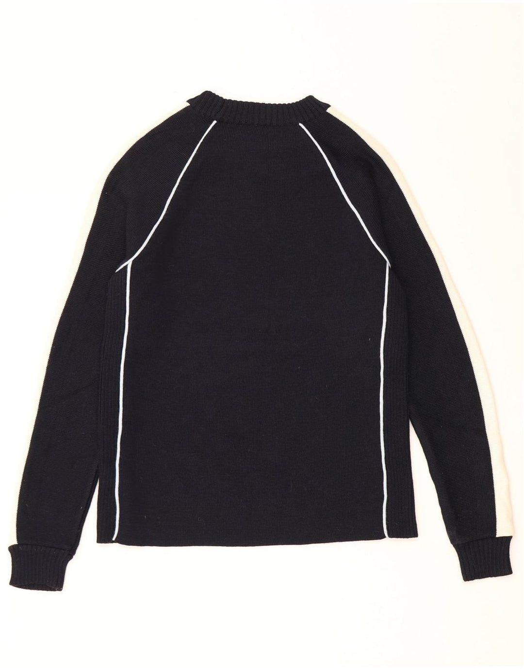 ZARA Womens Crew Neck Jumper Sweater UK 12 Medium Navy Blue Colourblock