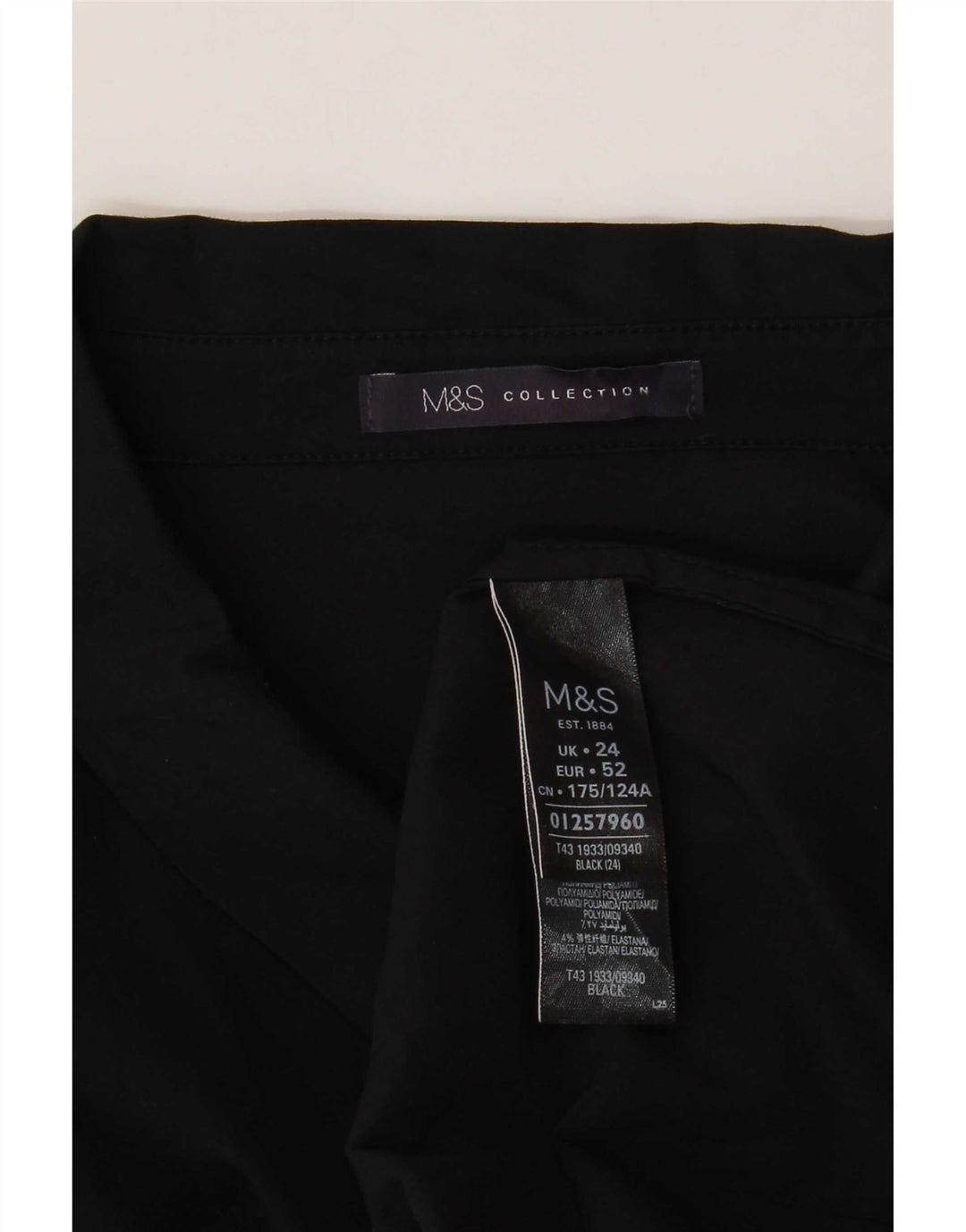 Marks & Spencer Damen Hemdbluse UK 24 4XL Schwarze Baumwolle