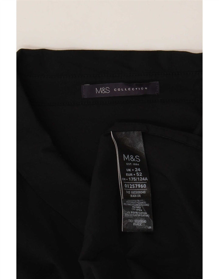 Marks & Spencer Damen Hemdbluse UK 24 4XL Schwarze Baumwolle