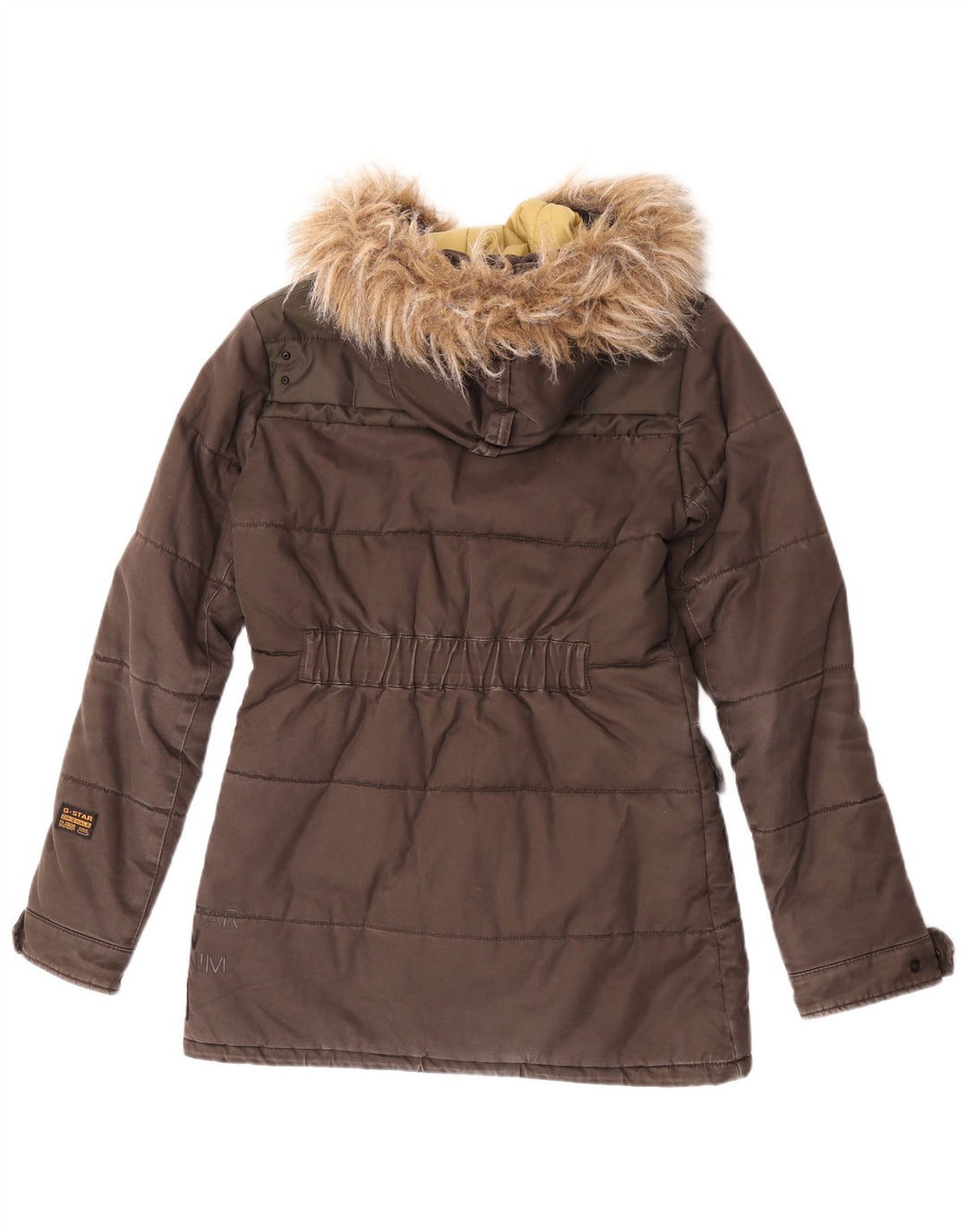 G-Star Wattierte Damenjacke mit Kapuze, UK 14, mittelbraune Baumwolle
