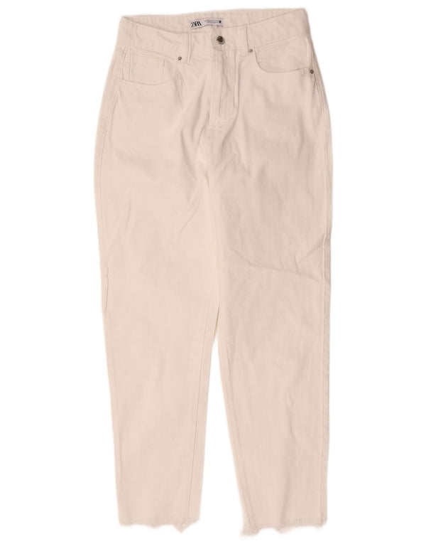 Zara Damen Tapered Jeans EU 38 Small W28 L28 Weiße Baumwolle