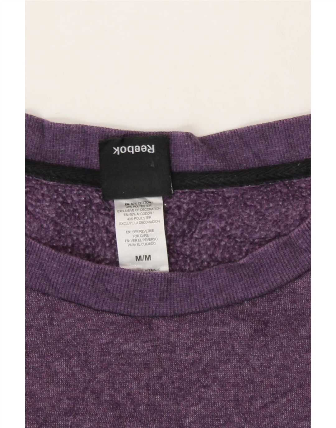REEBOK Womens Graphic Sweatshirt Jumper UK 14 Medium Purple Cotton Vintage Reebok and Second-Hand Reebok from Messina Hembry 