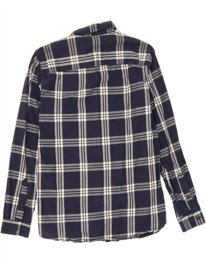 JACK & JONES Mens Shirt Small Navy Blue Check Cotton Vintage Jack & Jones and Second-Hand Jack & Jones from Messina Hembry 