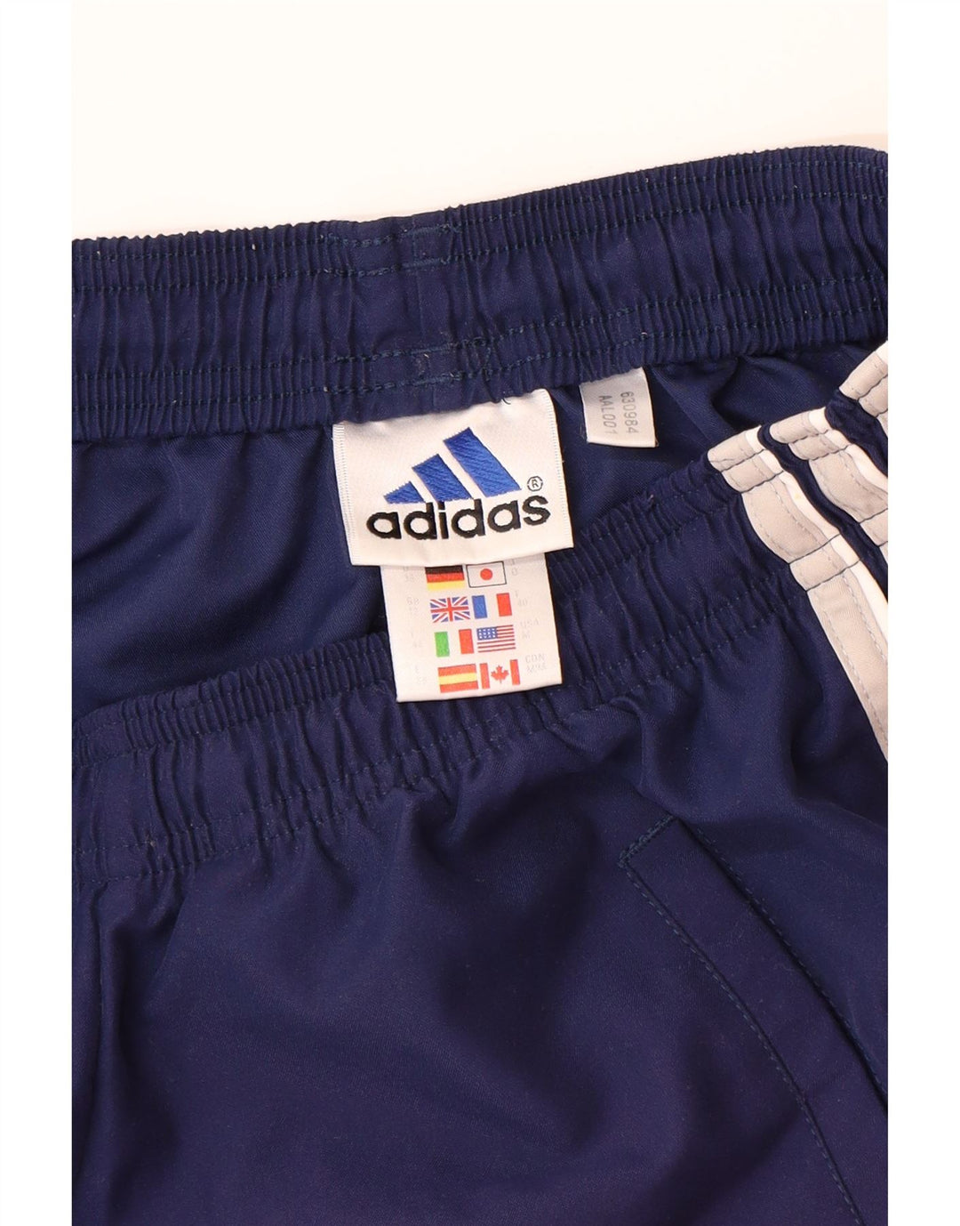 ADIDAS Damen Sportshorts UK 12 Medium Marineblau Polyester
