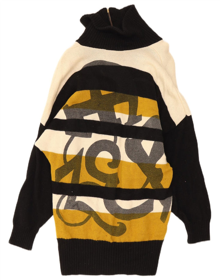 Vintage Damen Pullover mit Reißverschluss, IT42, mittelmehrfarbig gestreift
