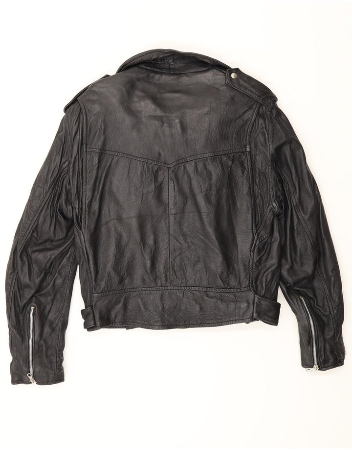 Vintage Herren Leder Bikerjacke UK 38 Medium Schwarz