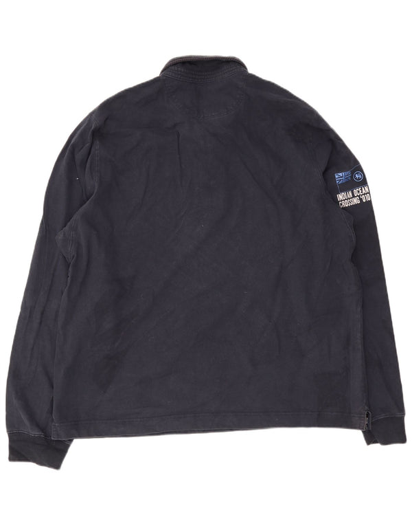 Slam Herren-Poloshirt mit Grafik, langärmelig, 4XL, Marineblau, Baumwolle