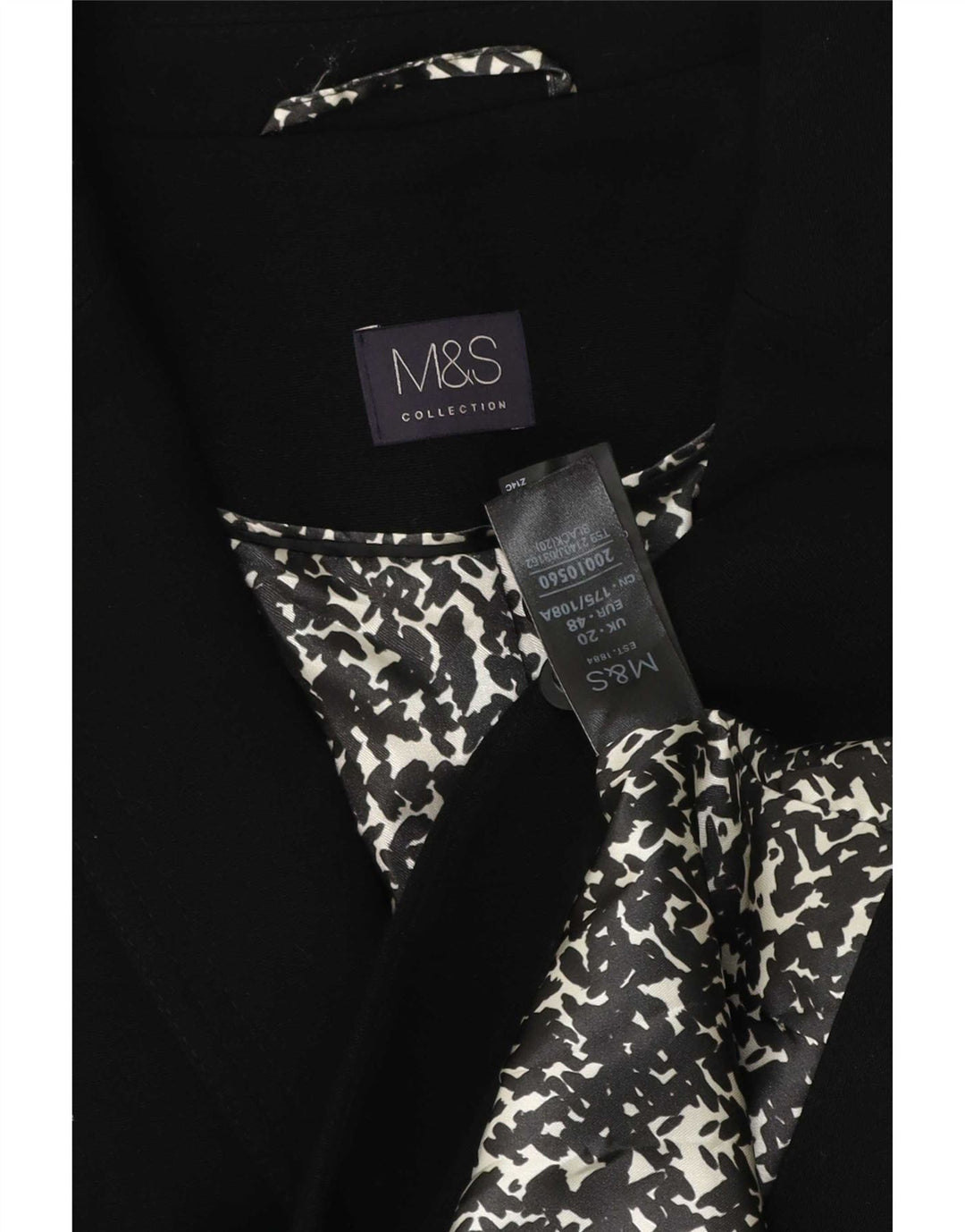 Marks & Spencer Damen 1-Knopf-Blazerjacke UK 20 2XL Schwarz Polyester