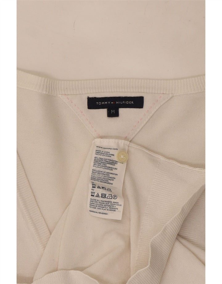 Tommy Hilfiger Damen-Cardigan-Pullover UK 12 Mittelweiße Baumwolle