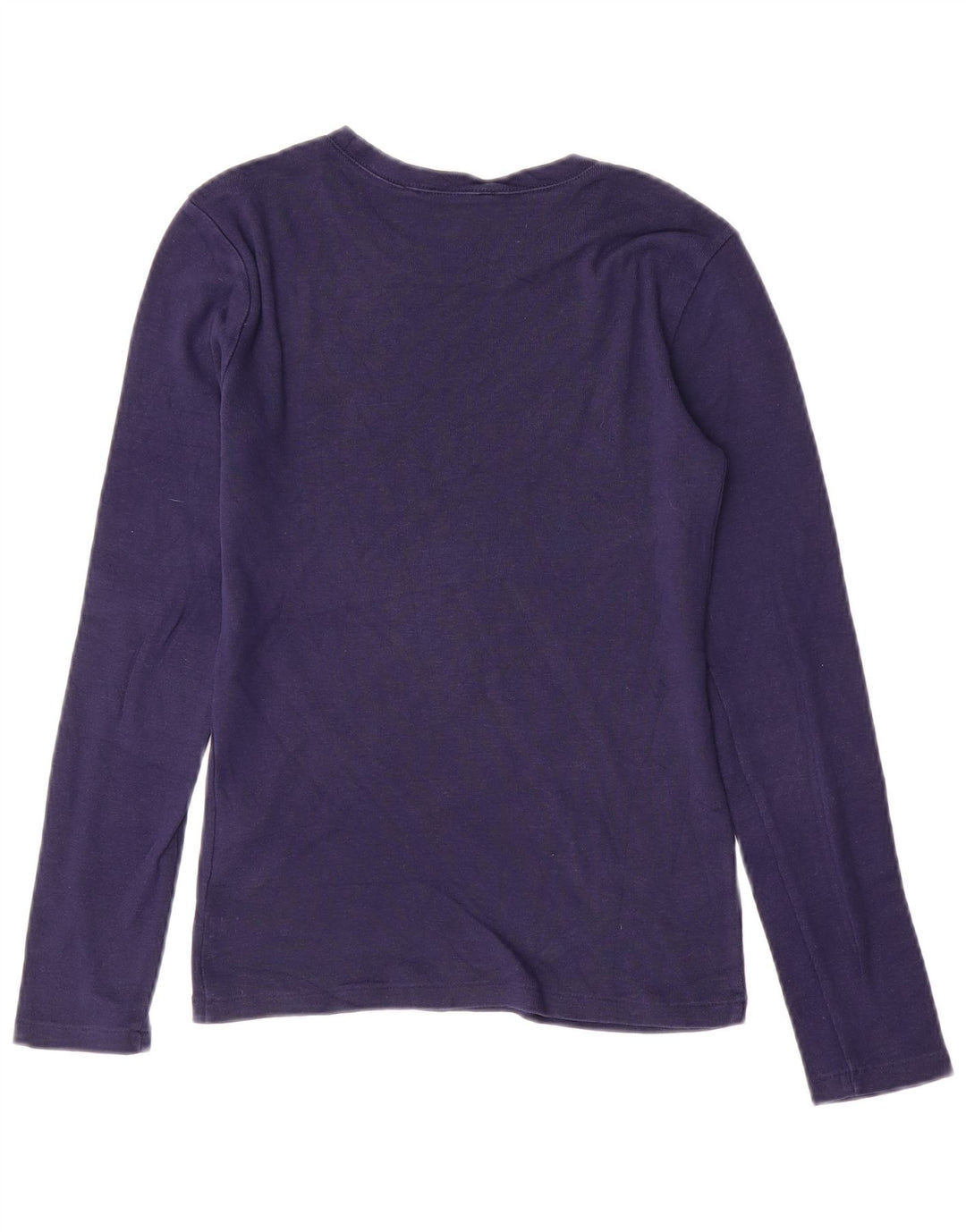 RALPH LAUREN Damen Top Langarm UK 10 Small Marineblau Baumwolle