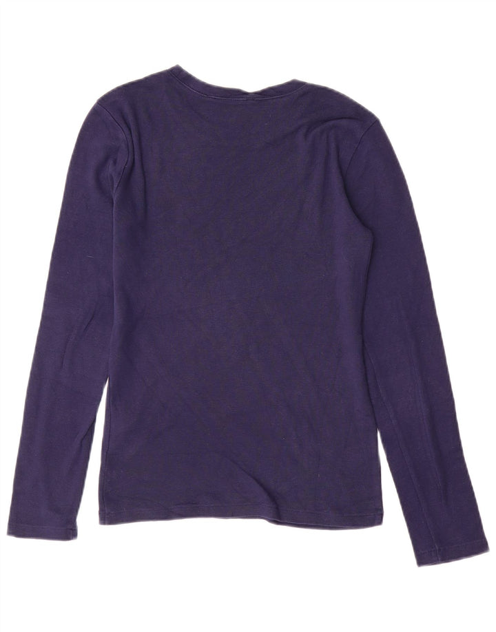 RALPH LAUREN Damen Top Langarm UK 10 Small Marineblau Baumwolle