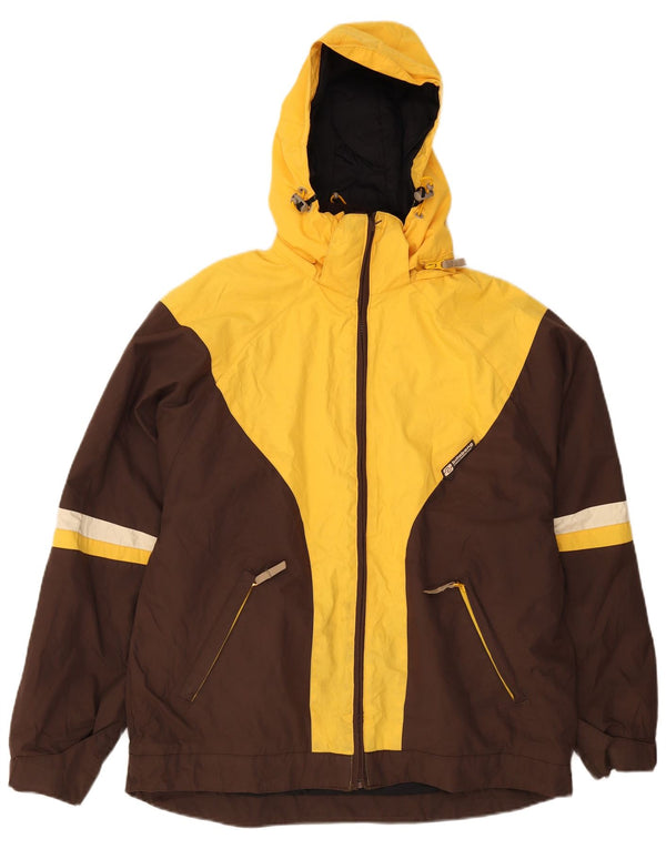 Billabong Mens Hooded Windbreaker Jacket UK 40 Large Brown Colourblock