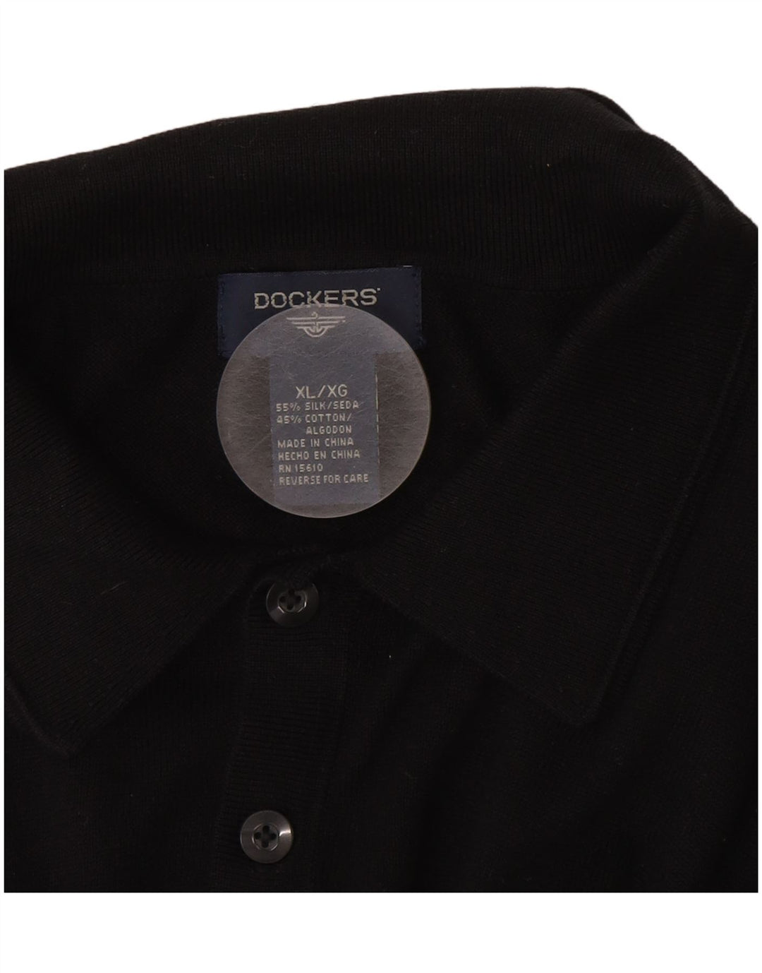 DOCKERS Herren-Poloshirt XL, schwarze Seide