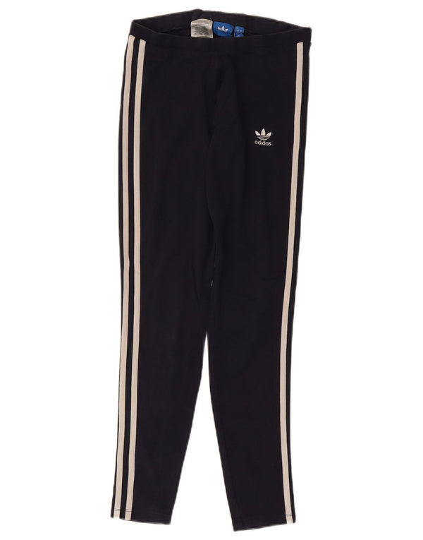 Adidas Damen Leggings UK 8 Small Marineblau Baumwolle