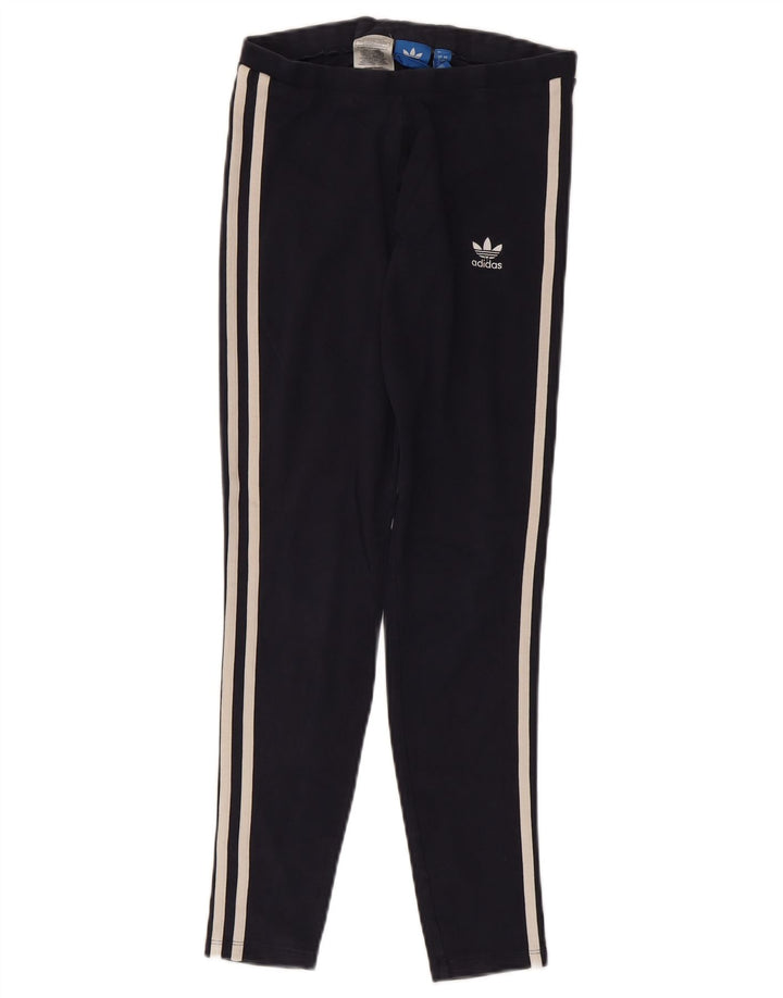 Adidas Damen Leggings UK 8 Small Marineblau Baumwolle