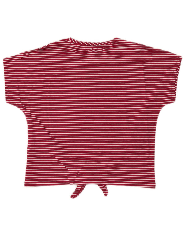 Guess Damen Crop Graphic T-Shirt Top UK 4 XS rosa gestreift aus Baumwolle