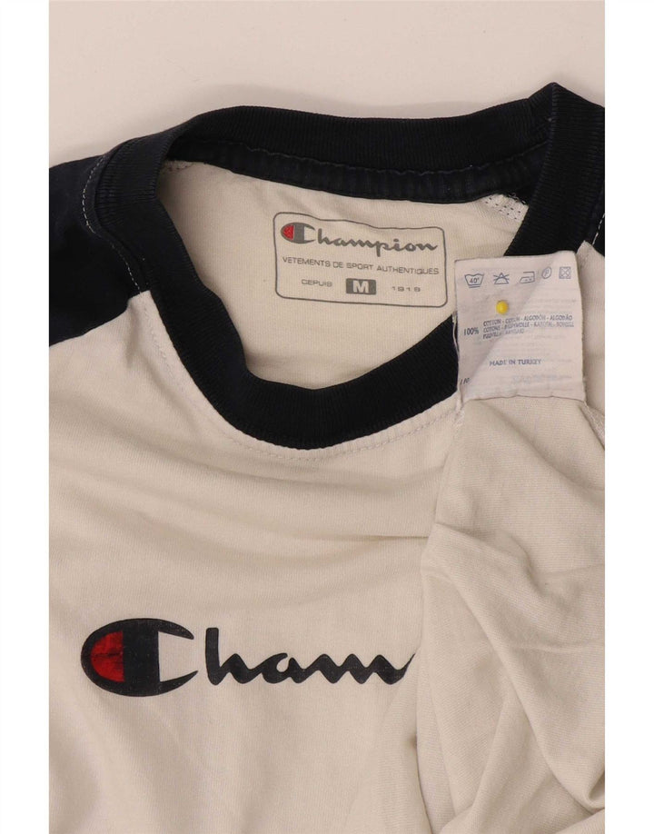 Champion Herren Heritage Graphic Top Langarm Mittelweiß Farbblock