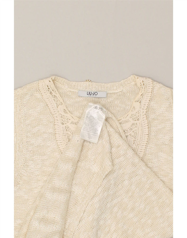 LIU JO Womens Sleeveless Jumper Dress UK 12 Medium Off White Acetate | Vintage Liu Jo | Thrift | Second-Hand Liu Jo | Used Clothing | Messina Hembry 