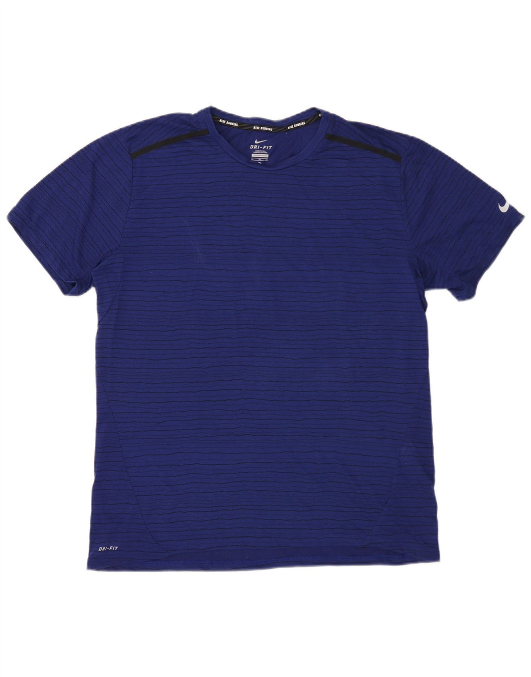 Nike Herren Dri Fit T-Shirt Top XL Marineblau gestreift aus Polyester