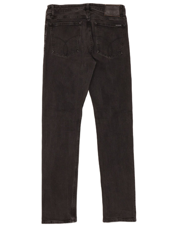 Calvin Klein Herren Slim Fit Straight Jeans W31 L32 Schwarze Baumwolle