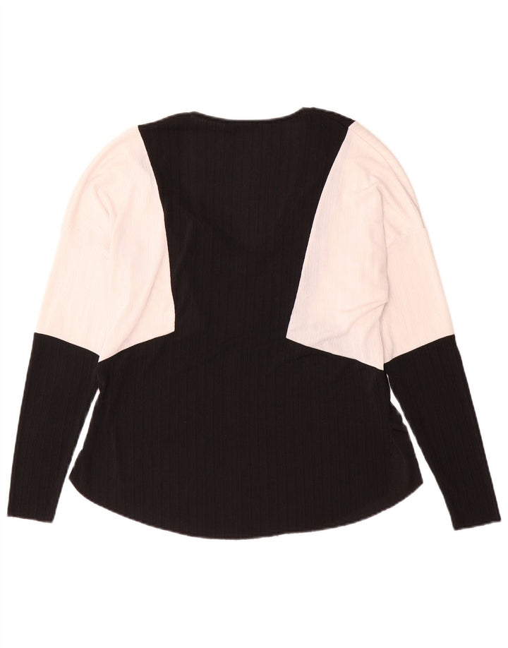 Zara Damen Top Langarm UK 10 Small Schwarz Colourblock
