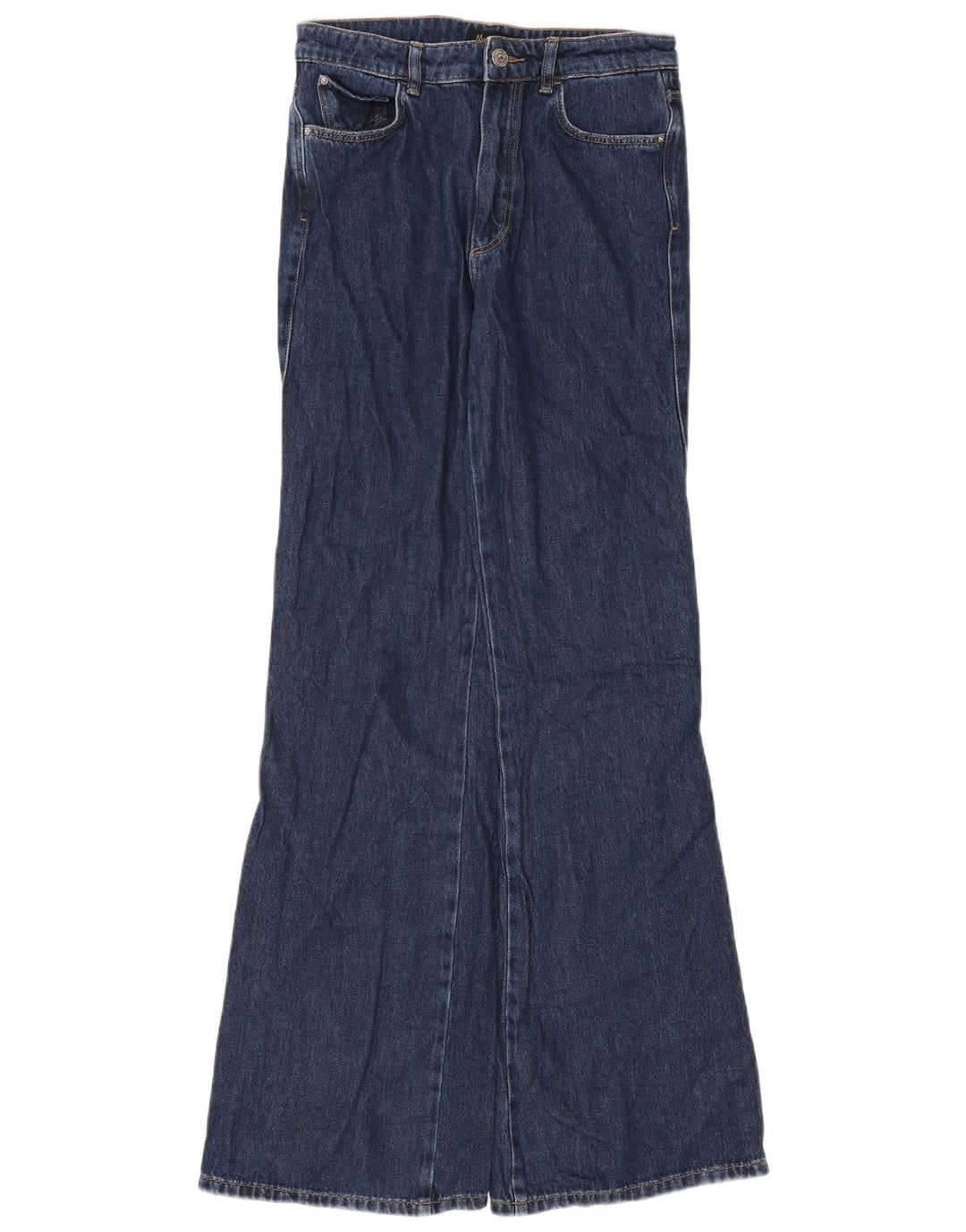 Massimo Dutti Damen Schlagjeans EU 38 Small W28 L34 Marineblaue Baumwolle