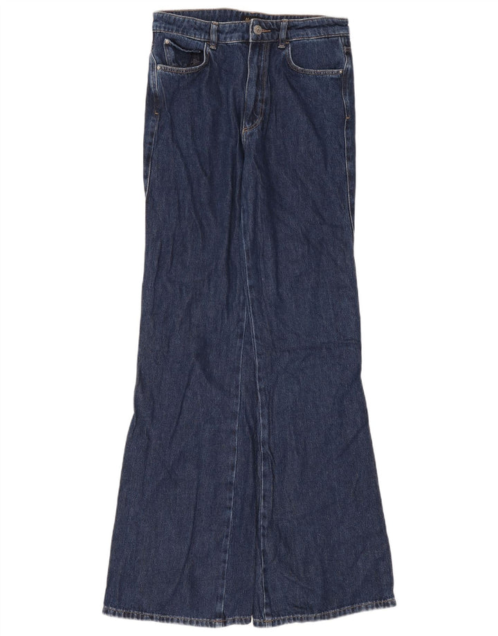 Massimo Dutti Damen Schlagjeans EU 38 Small W28 L34 Marineblaue Baumwolle