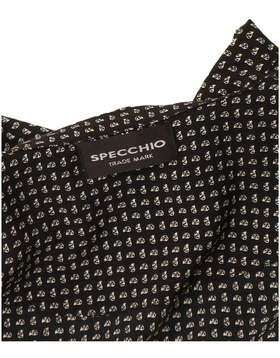 Specchio Herren-Kurzarmhemd, groß, schwarz, Paisleymuster