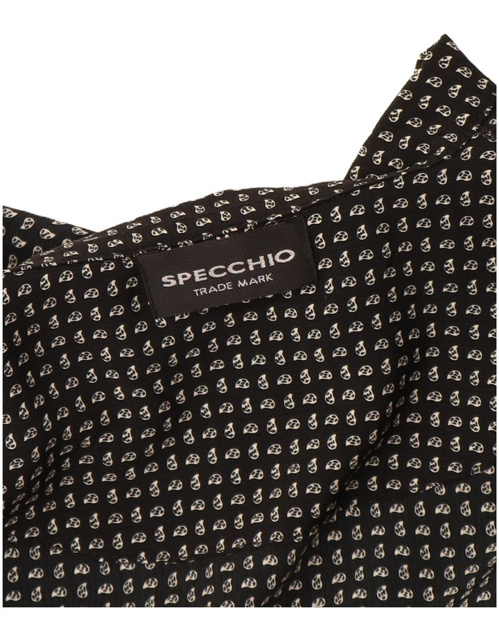 Specchio Herren-Kurzarmhemd, groß, schwarz, Paisleymuster