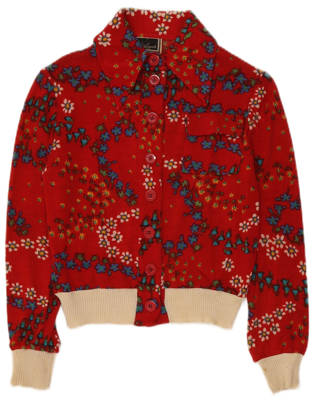 LUISA SPAGNOLI Damen Crop Cardigan Pullover UK 10 Small Red Floral