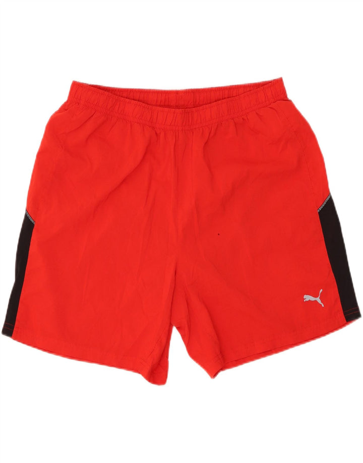 PUMA Herren-Sportshorts, groß, rotes Farbblock-Polyester