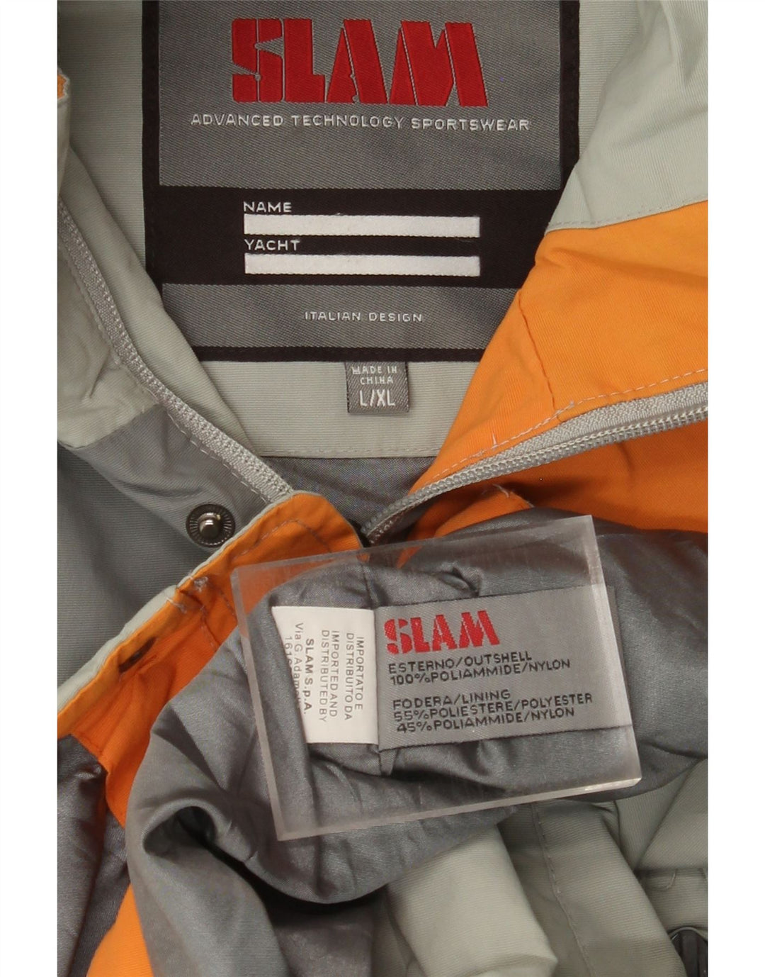 Slam Herren-Regenjacke mit Kapuze, UK 40, Größe L, Grau, Colourblock-Polyamid
