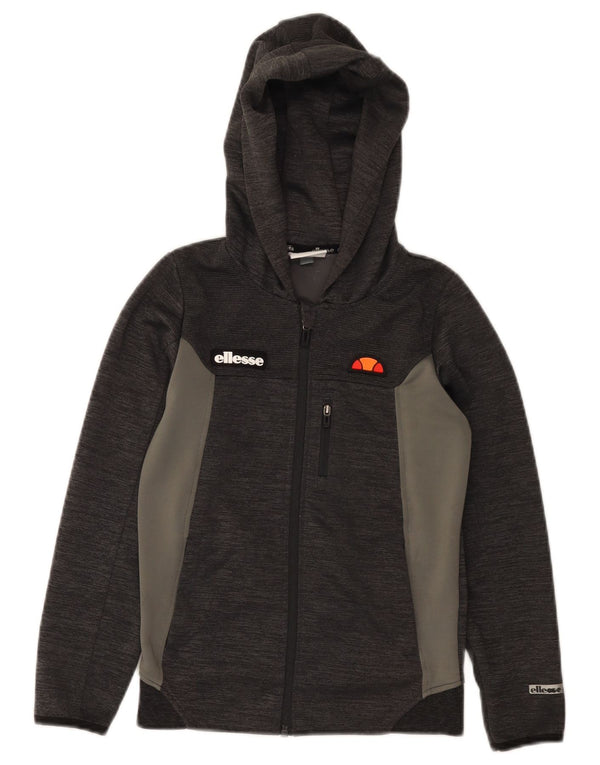 Ellesse Jungen-Kapuzenpullover mit Reißverschluss, 9–10 Jahre, graues Farbblock-Polyester