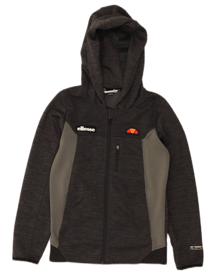 Ellesse Jungen-Kapuzenpullover mit Reißverschluss, 9–10 Jahre, graues Farbblock-Polyester